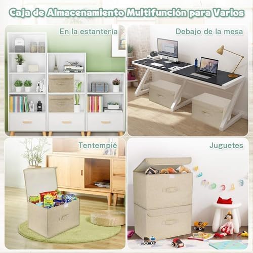 Homsorout Aufbewahrungsbox mit Deckel 2 Stück, Faltbare Aufbewahrungskiste mit Griff, faltbox mit de