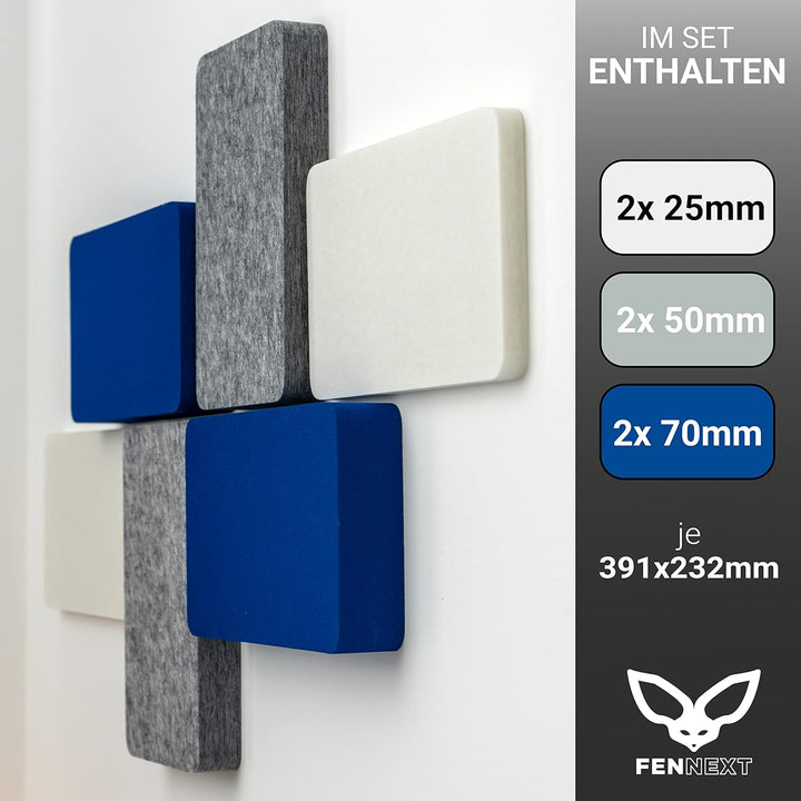 FENNEXT® Schallabsorber Wand Paneele [6 Stk.] für spürbar reduzierte Geräusche I Modernes Akustikbil