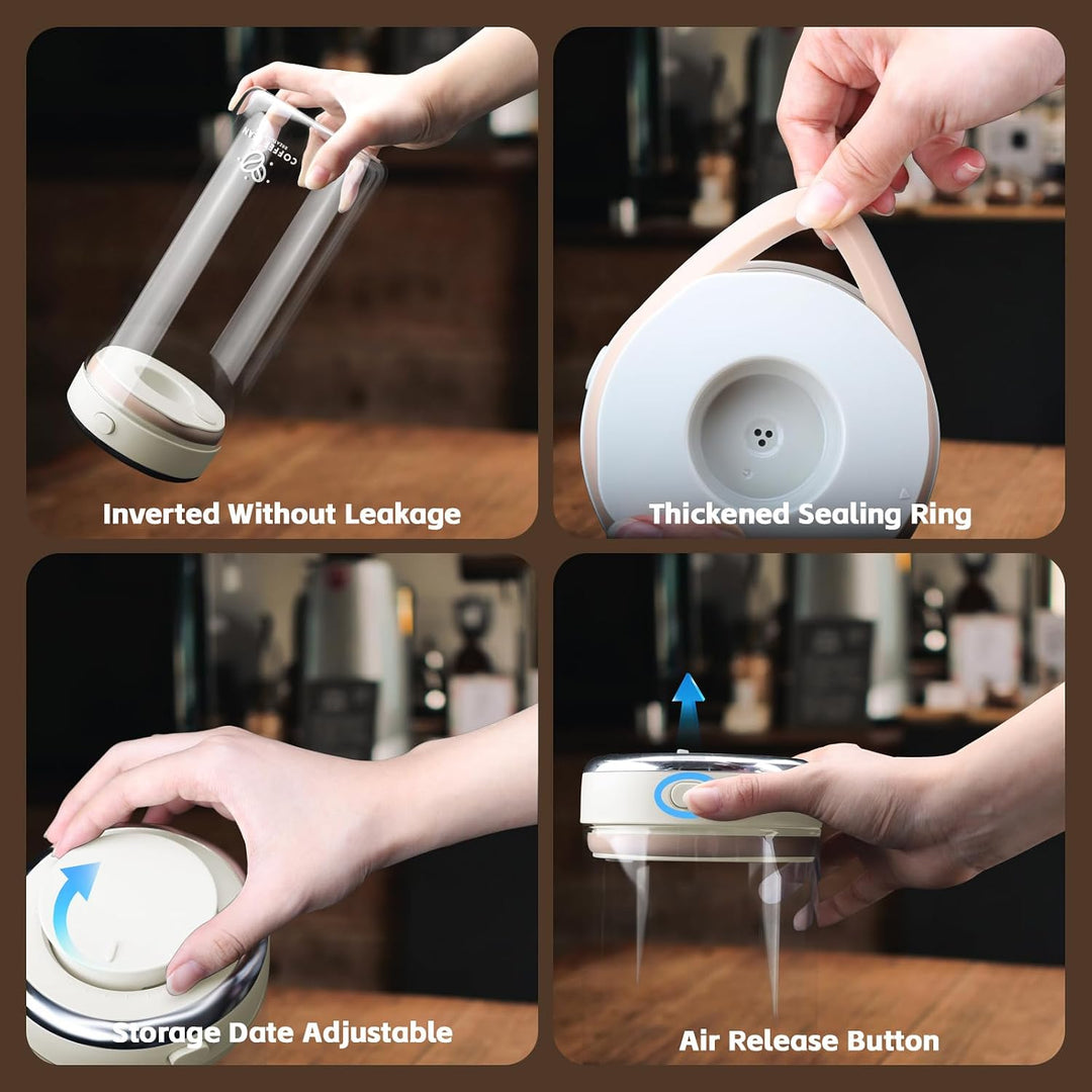 Kaffeedose 1700ml Luftdicht, Borosilikatglas mit Vakuumdeckel | Kaffeebehälter für Kaffeebohnen, Tee