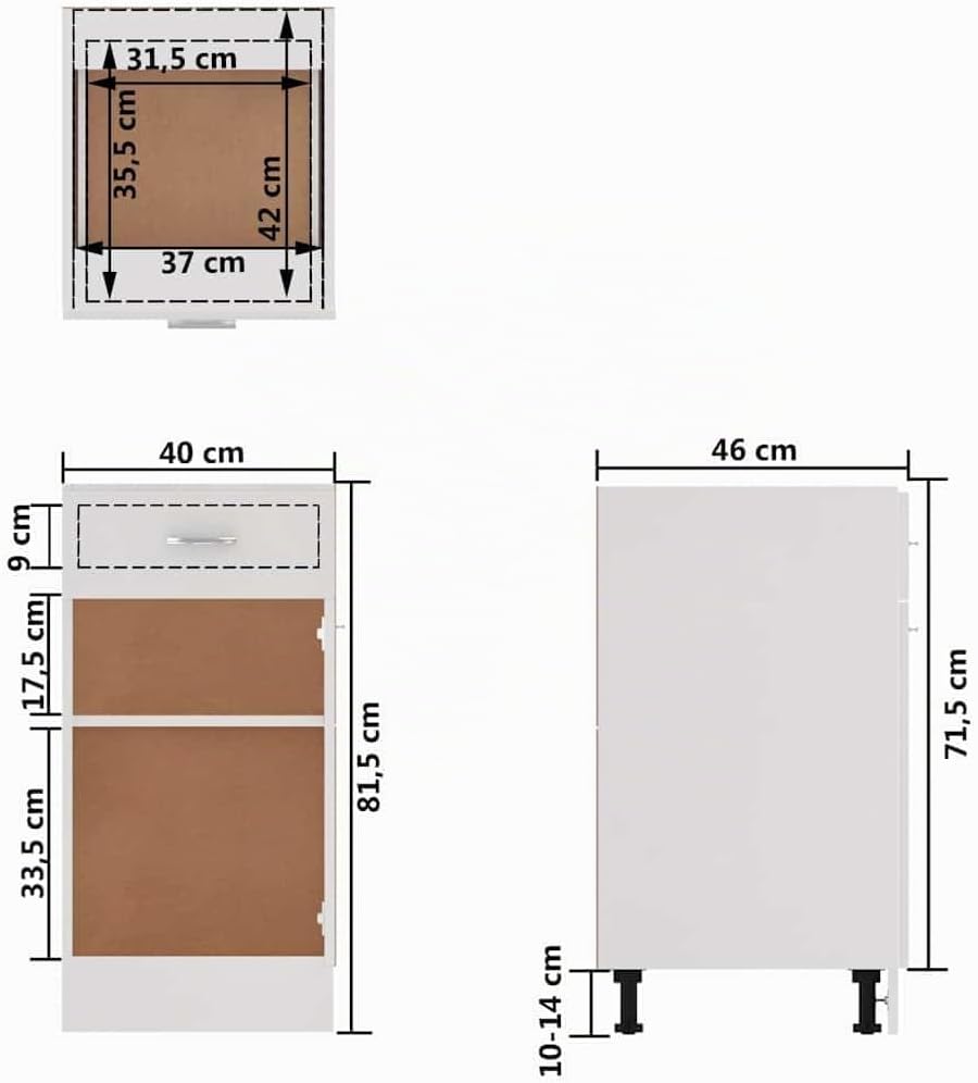 vidaXL Unterschrank 60x46x81,5 cm, Weiss, Holzwerkstoff, Bad- &amp; Küchenschrank, Unterbeckenschrank, W