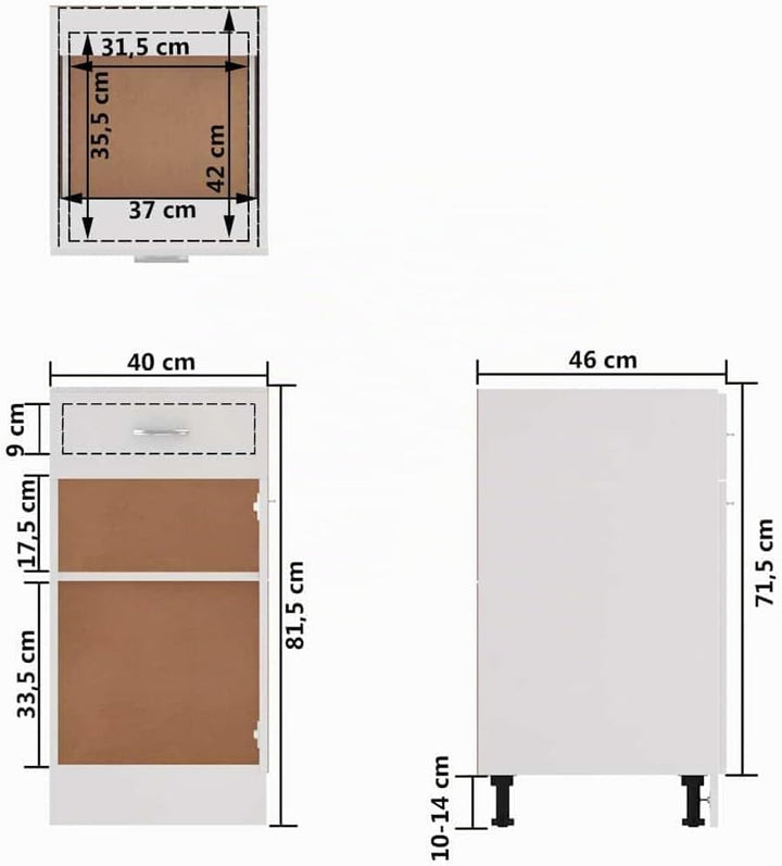 vidaXL Unterschrank 60x46x81,5 cm, Weiss, Holzwerkstoff, Bad- &amp; Küchenschrank, Unterbeckenschrank, W