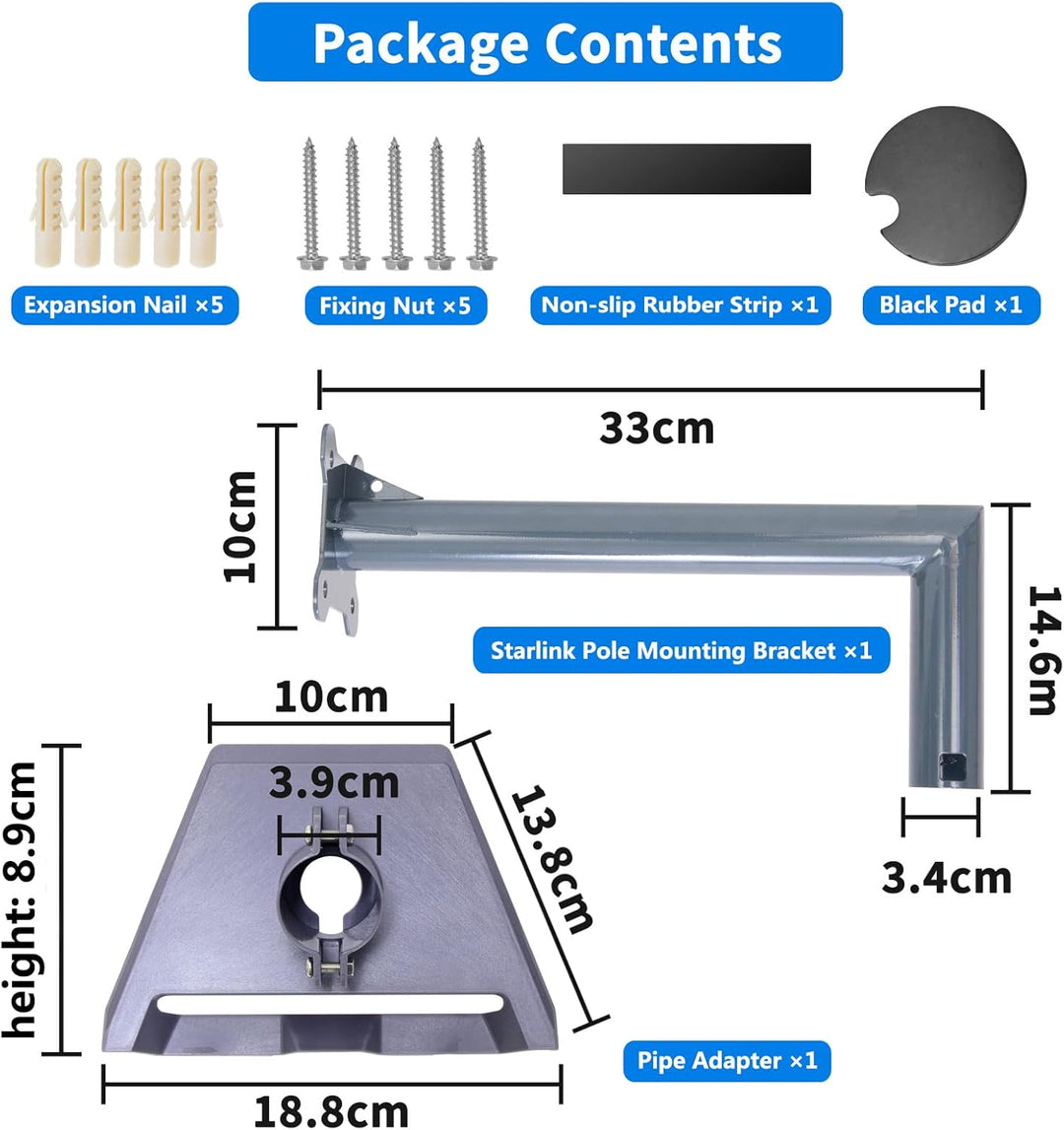 Umelee Starlink Gen 3 Halterung, StarLink Gen 3 Rohradapter + Klammer, Starlink V3 Lange Wandhalteru