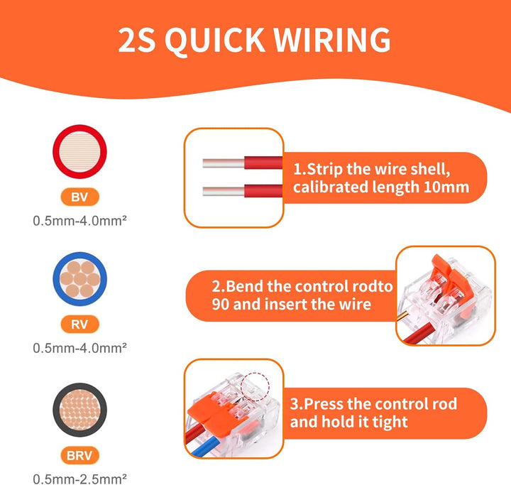Kabelverbinder, 75 Stück Kabelklemmen Elektro, Wiederverwendbare Klemmen Set mit Betätigungshebel, 4