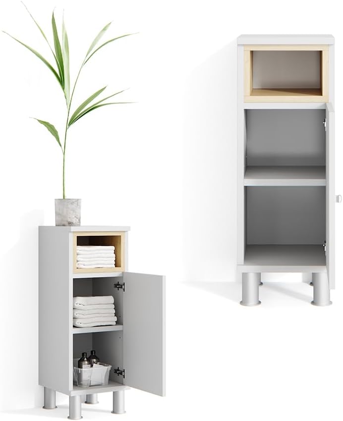 Vicco Midischrank Aquis, Weiss, 30 x 81.8 cm, zur Aufbewahrung im Badezimmer und kombinierbar mit Aq
