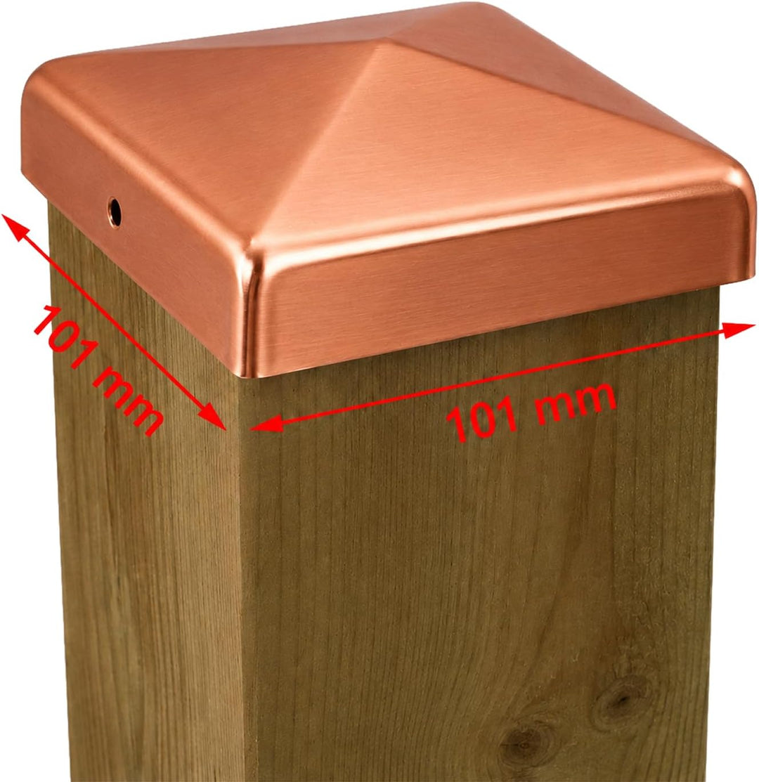 Baumarktplus 10x Pfostenkappe Kupfer Abdeckkappe für Pfosten Pyramide 101 mm 10x10 cm