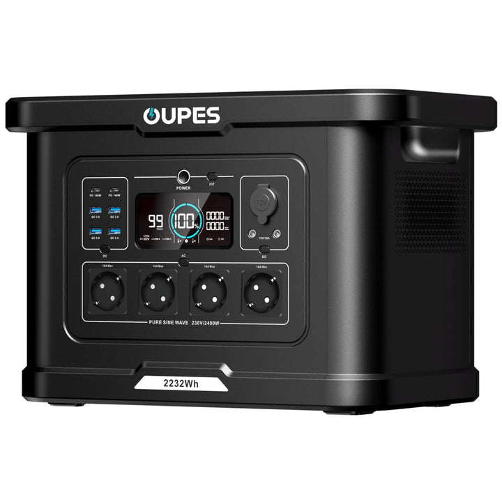 OUPES Exodus 2400 Tragbare Powerstation 2400W, 2232Wh Solargenerator mit 4 Steckdose (Boost 2600W, 4