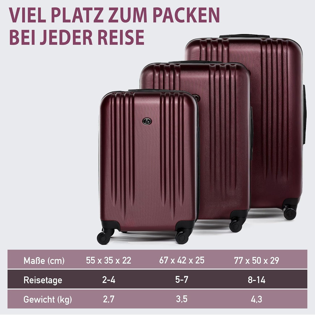 FERGÉ Kofferset Hartschale 3-teilig Marseille Trolley-Set - Handgepäck 55 cm, L und XL 3er Set Harts