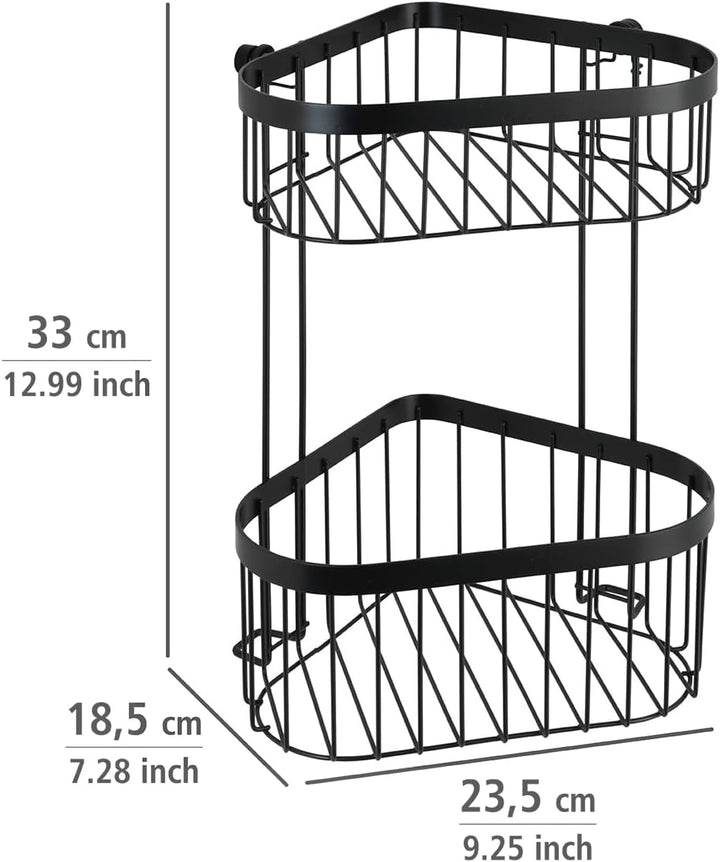 WENKO Eckregal 2 Etagen Classic Plus Black - Eckregal, Eckwandablage mit hochwertigem Rostschutz, St