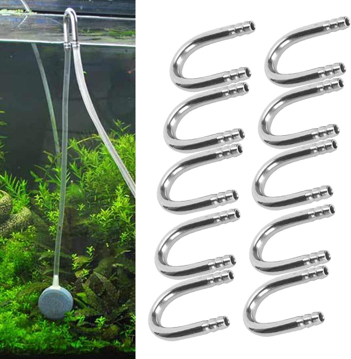 Zerodis 10 Stück Aquarium U-förmiges Winkelrohr Edelstahl Sauerstoffpumpe CO2-Schlauch Aquarium Aqua