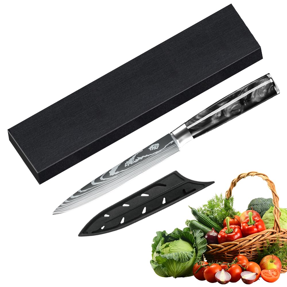 MDHAND 13cm Kochmesser Universalmesser Küchenmesser Scharfe aus Deutschem Edelstahl, Ergonomischer K