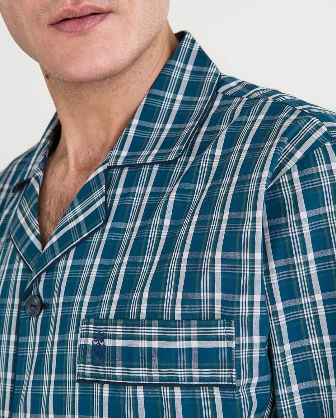 El Búho Nocturno Schlafanzug Herren Lang Baumwolle 100% Popeline - Pyjama Klassisch Durchgeknöpft Ja