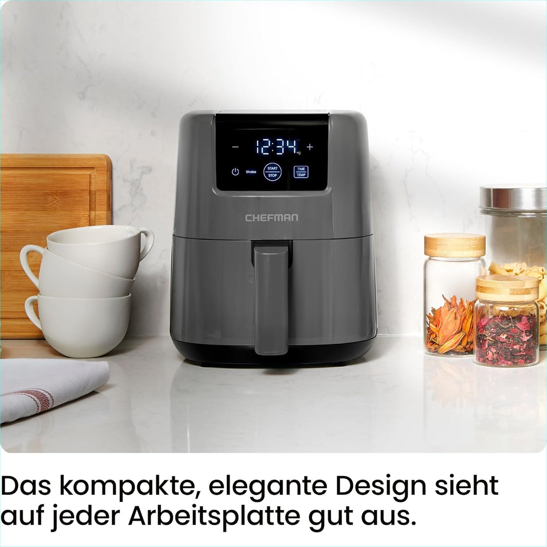 Chefman 2L Mini-Heissluftfritteuse - platzsparende Heissluftfritteuse, antihaftbeschichtet und spülm