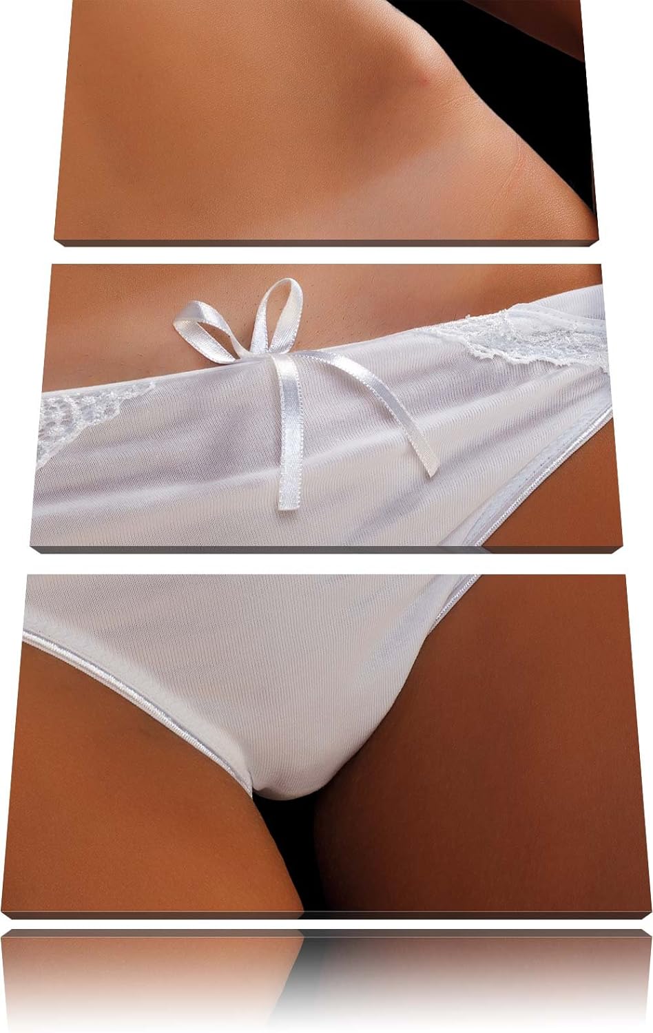 Pixxprint Sexy weisse Dessous als Leinwandbild/Grösse: 3 Teilig (120x80) cm/Wandbild/Kunstdruck/fert