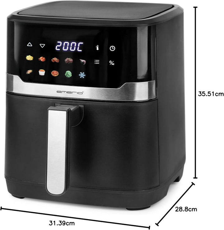 EMERIO digitale XXL Heissluftfritteuse mit 6,5L | neuartiges FARB-DISPLAY | AirFryer | Frittieren oh