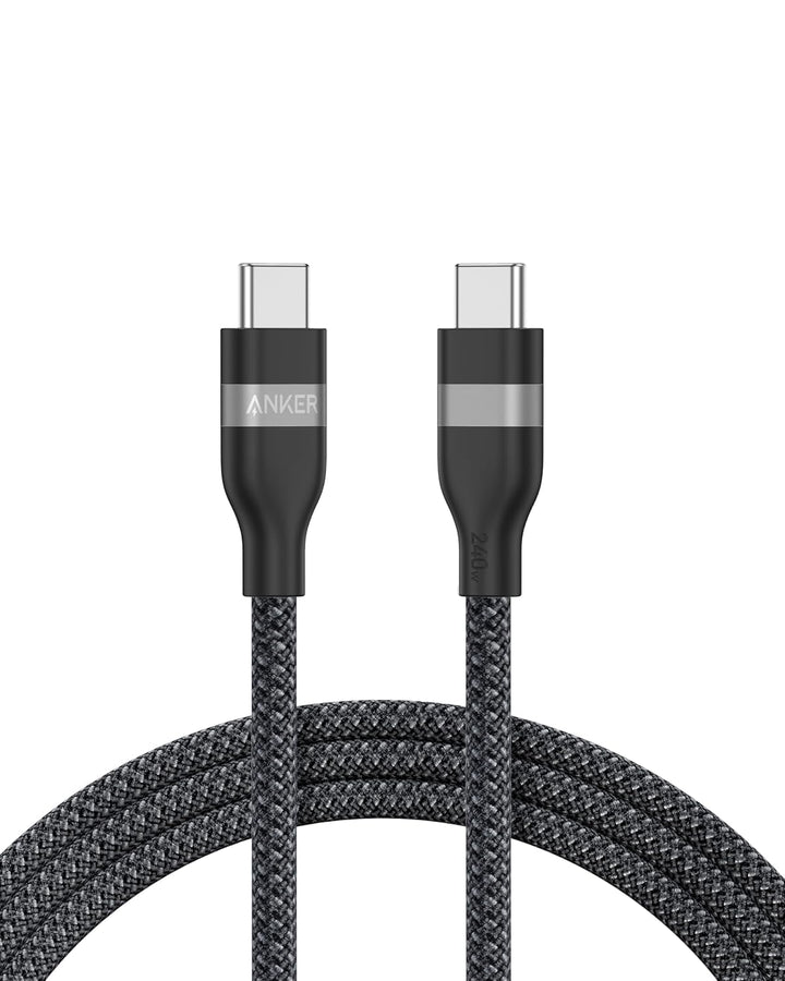 Anker Nano USB C auf USB C Kabel, 240W 1,8m flexibel farbig geflochten, USB C Schnellladekabel Typ C
