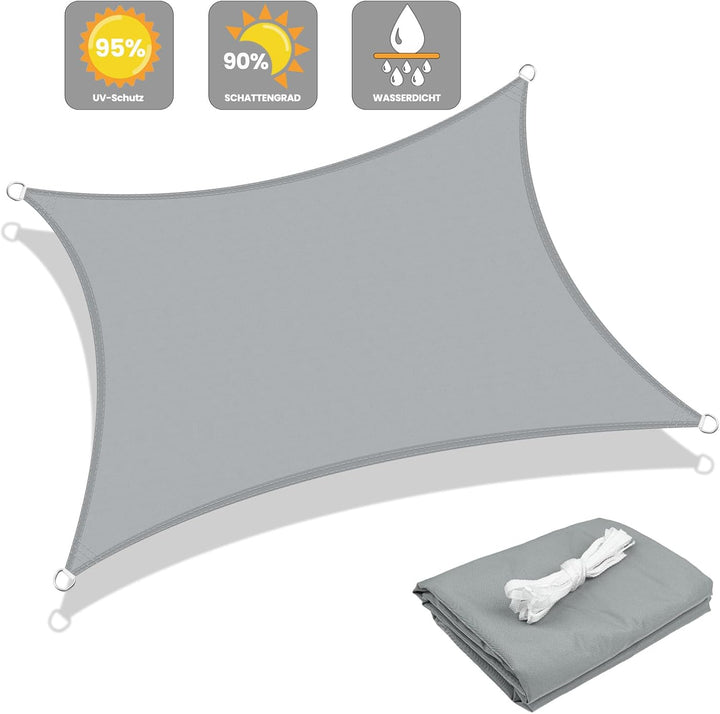 LOVE STORY Sonnensegel Wasserdicht 2x4m Rechteckig PES Polyester Sonnenschutz Windschutz Balkon Terr