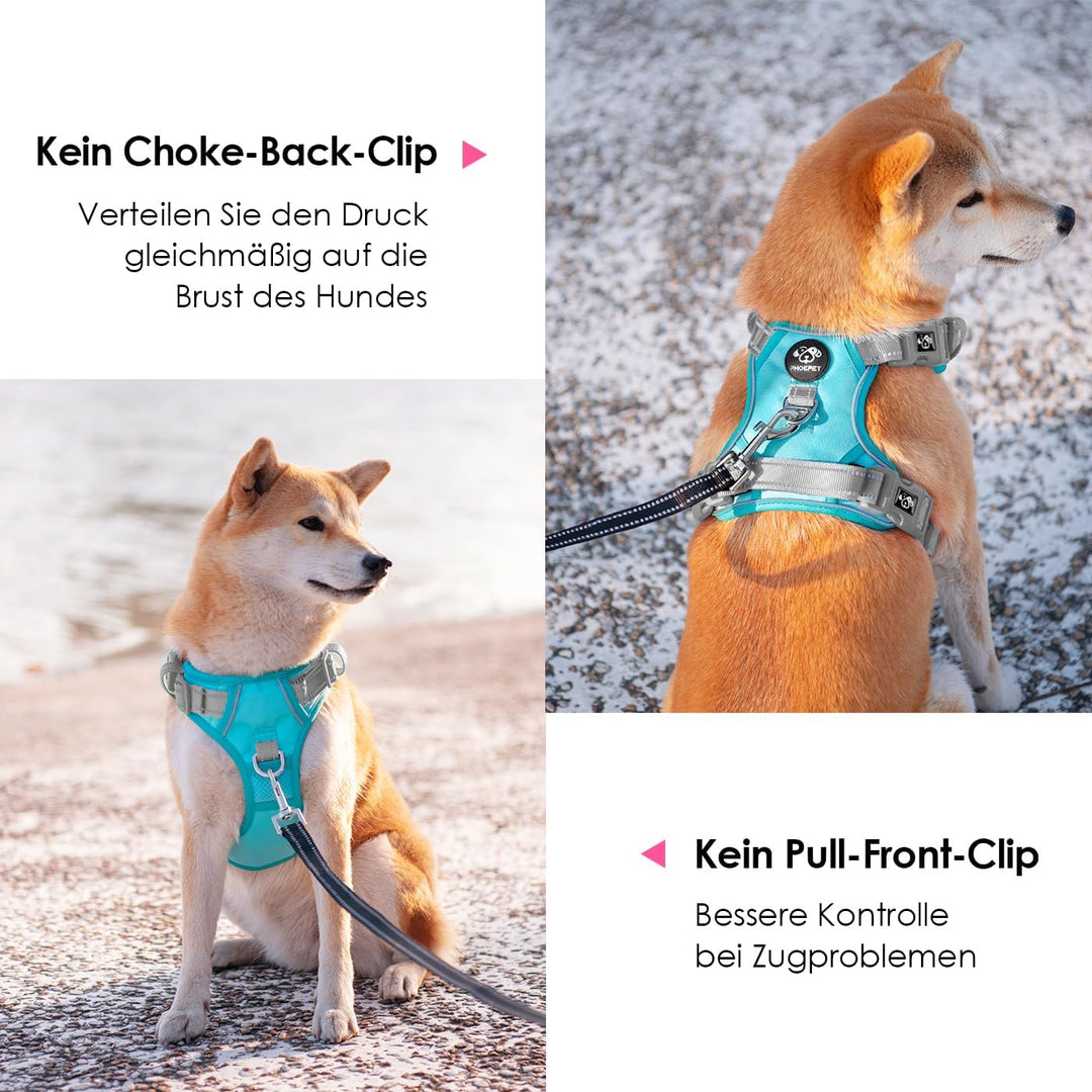 PHOEPET Anti-Zug Hundegeschirr - Reflektierendes Verstellbares Welpen-Sicherheitsgeschirr für kleine
