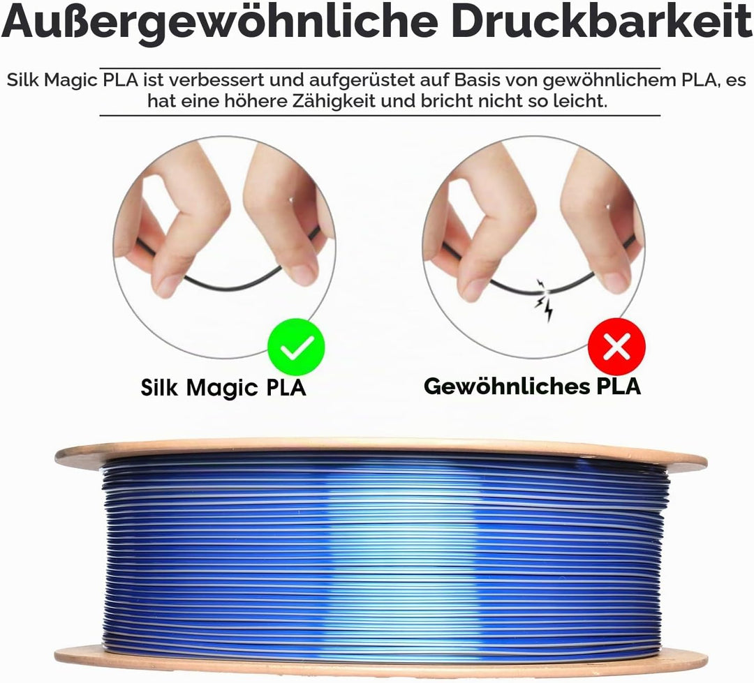 eSUN Silk Dual-Color PLA Filament 1.75mm, Co-Extrusion Silk Magic PLA 3D-Druck Filament, Farbverlauf
