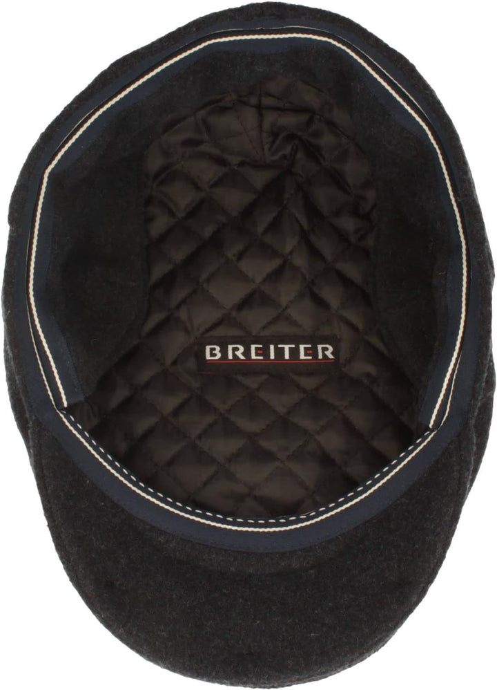 Breiter Herren Winter Schiebermütze mit Ohrenklappen Flatcap Schirmmütze 100% Wolle mit ausklappbare
