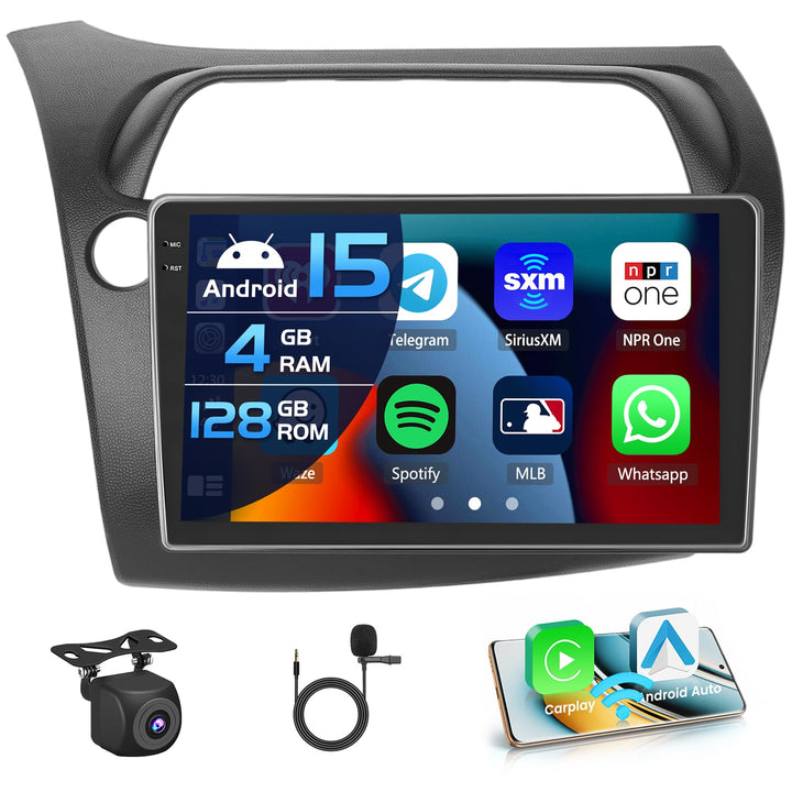Inefala 4+128G Autoradio für Honda Civic VIII 2006-2011 Android 15 mit 9'' In-Cell Bildschirm Unters