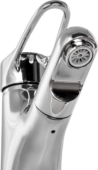 AquaSu Einhandmischer Garda für Waschtisch mit Geschirrbrause | Niederdruck | Chrom | Wasserhahn | E