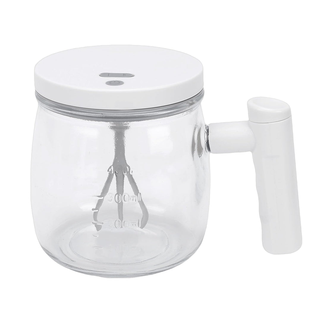 Fockety Selbstrührende Kaffeetasse, 400 ml Glas-Elektromixbecher mit Deckel und Griff, über USB aufl