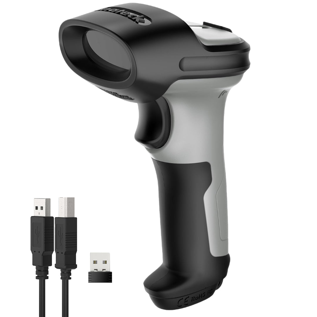 Inateck Barcode Scanner 2D Bluetooth, Kabellose QR Code Scanner, Wireless Handscanner mit AI APP &amp; S