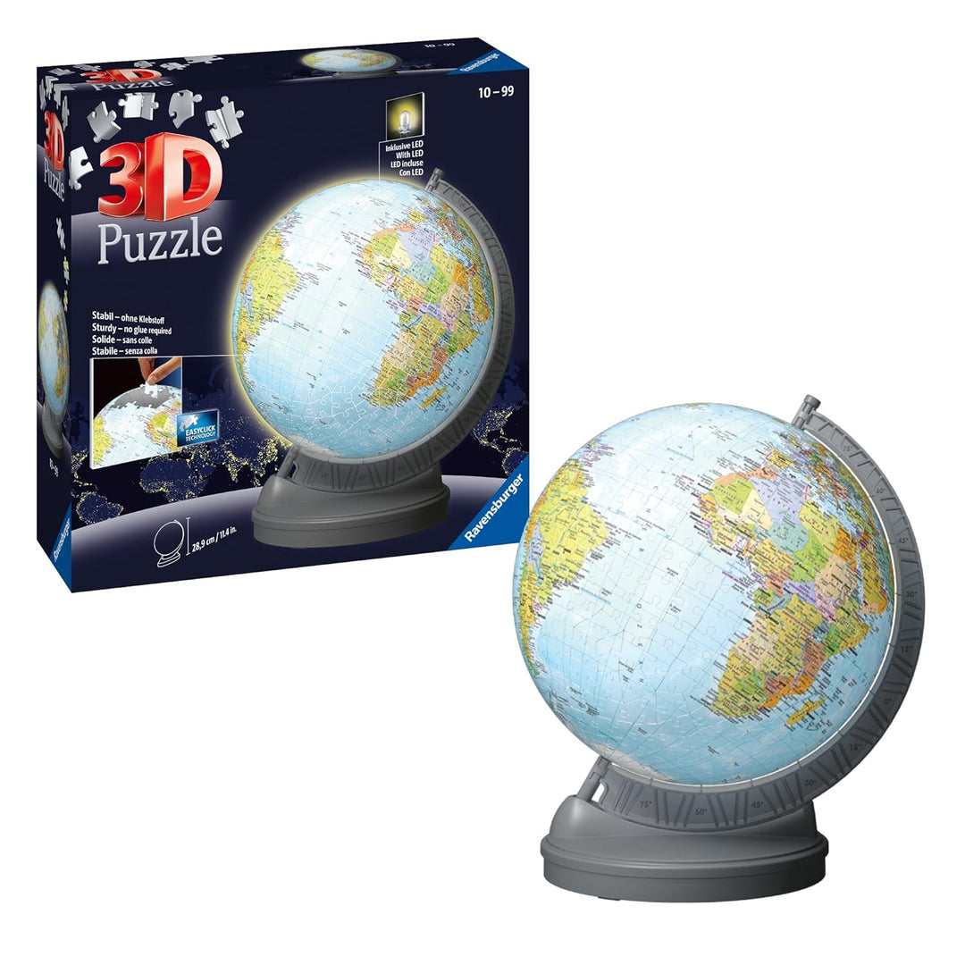 Ravensburger 3D Puzzle 11549 - Globus mit Licht - 540 Teile - Beleuchteter Globus für Erwachsene und