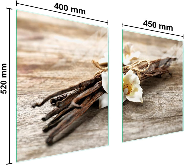 TMK ArtDeko Herdabdeckplatte 2 Teilig 40x52 + 45x52 cm - Spritzschutz Herdabdeckung – Herdschutz aus