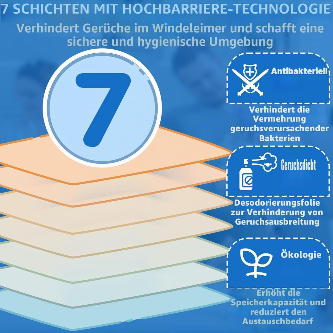 Windeleimer Nachfüllkassetten,15 PC Nachfüllkassette Windelbeutel Nachfüllpackung mit Zitronengeschm