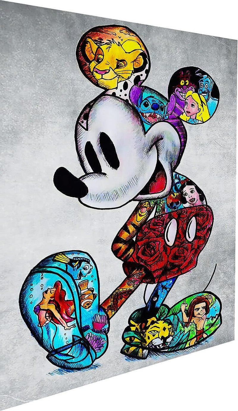 Magic Canvas Art - Bilder Micky Maus Figuren Pop Art Leinwandbild 1- teilig Hochwertiger Kunstdruck