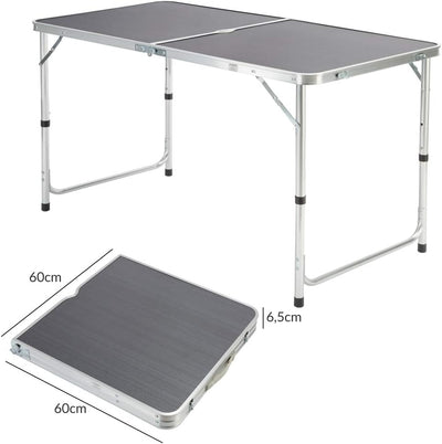 CASARIA® Klapptisch Wetterfest Höhenverstellbar Campingtisch mit Stühlen Gartentisch Falttisch 120x6