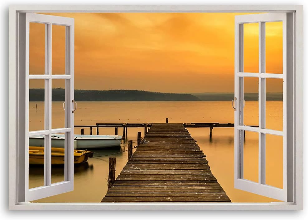 Feeby Leinwandbild 3D Illusion Bild Kunstdruck Landschaft Braun 30x20 cm 30L x 20B cm M_14916, 30L x