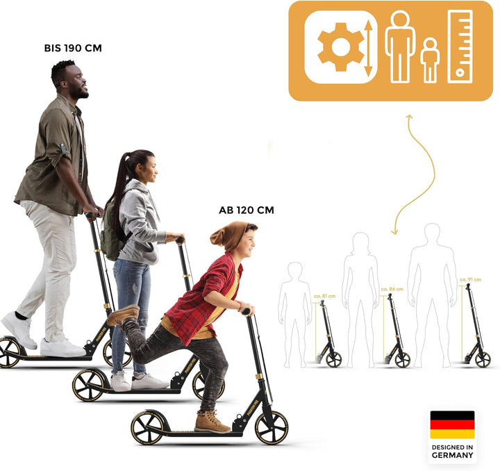 Apollo Phantom Pro City Scooter - XXL-Räder, faltbar, höhenverstellbar, Tretroller für Erwachsene, K