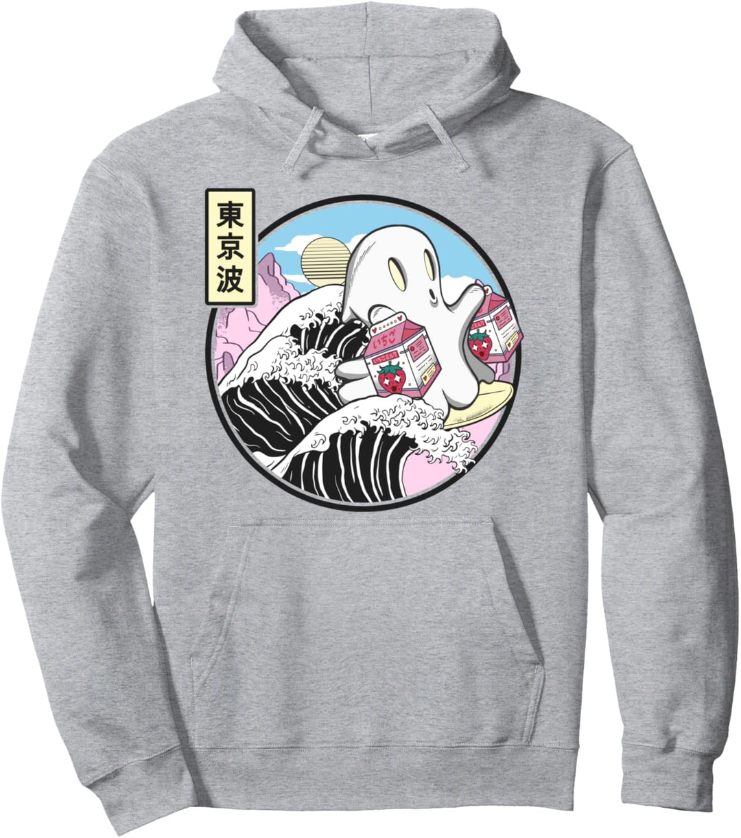 Surfen Ghost Erdbeermilch Kanagawa Wave Kawaii Anime Pullover Hoodie