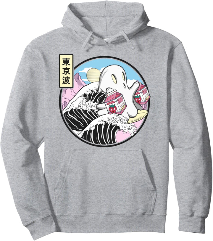 Surfen Ghost Erdbeermilch Kanagawa Wave Kawaii Anime Pullover Hoodie