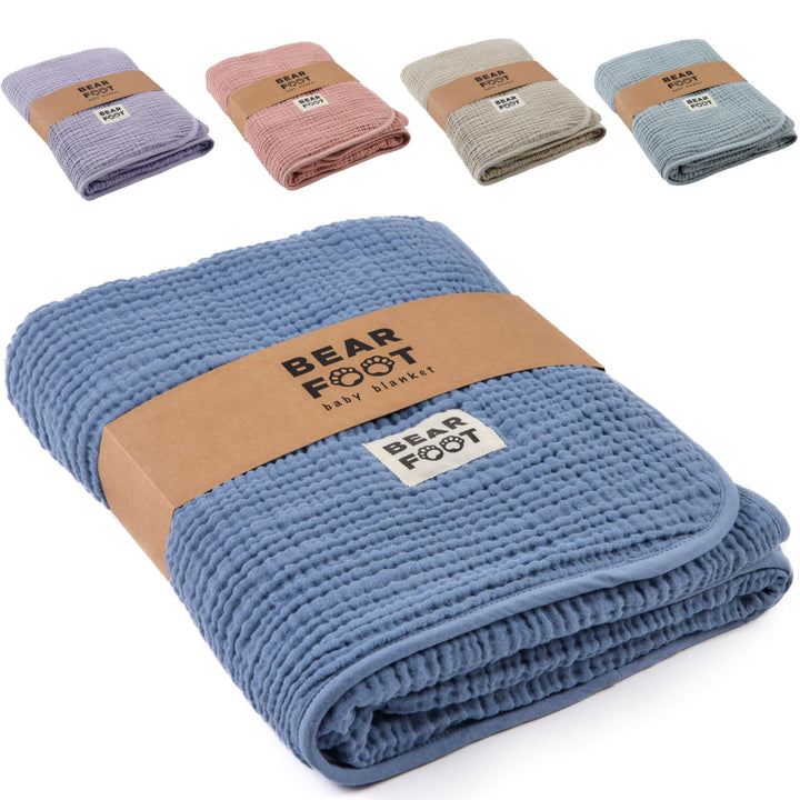BEARFOOT Babydecke - Musselin Fleecedecke (Baumwolle, Fleece) flauschig weiche Kuscheldecke, Baby/Ne