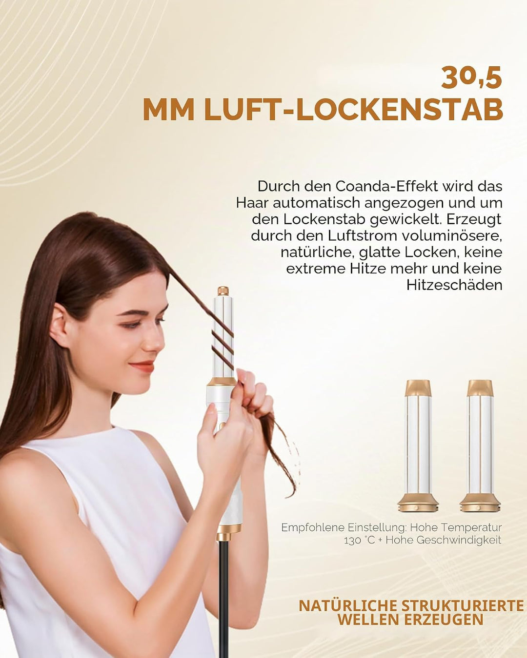 UKLISS Airstyler 6 in 1 Hairstyler Haarstyler mit Air Lockenstab Föhn Heissluftbürste Haarstyling Ge