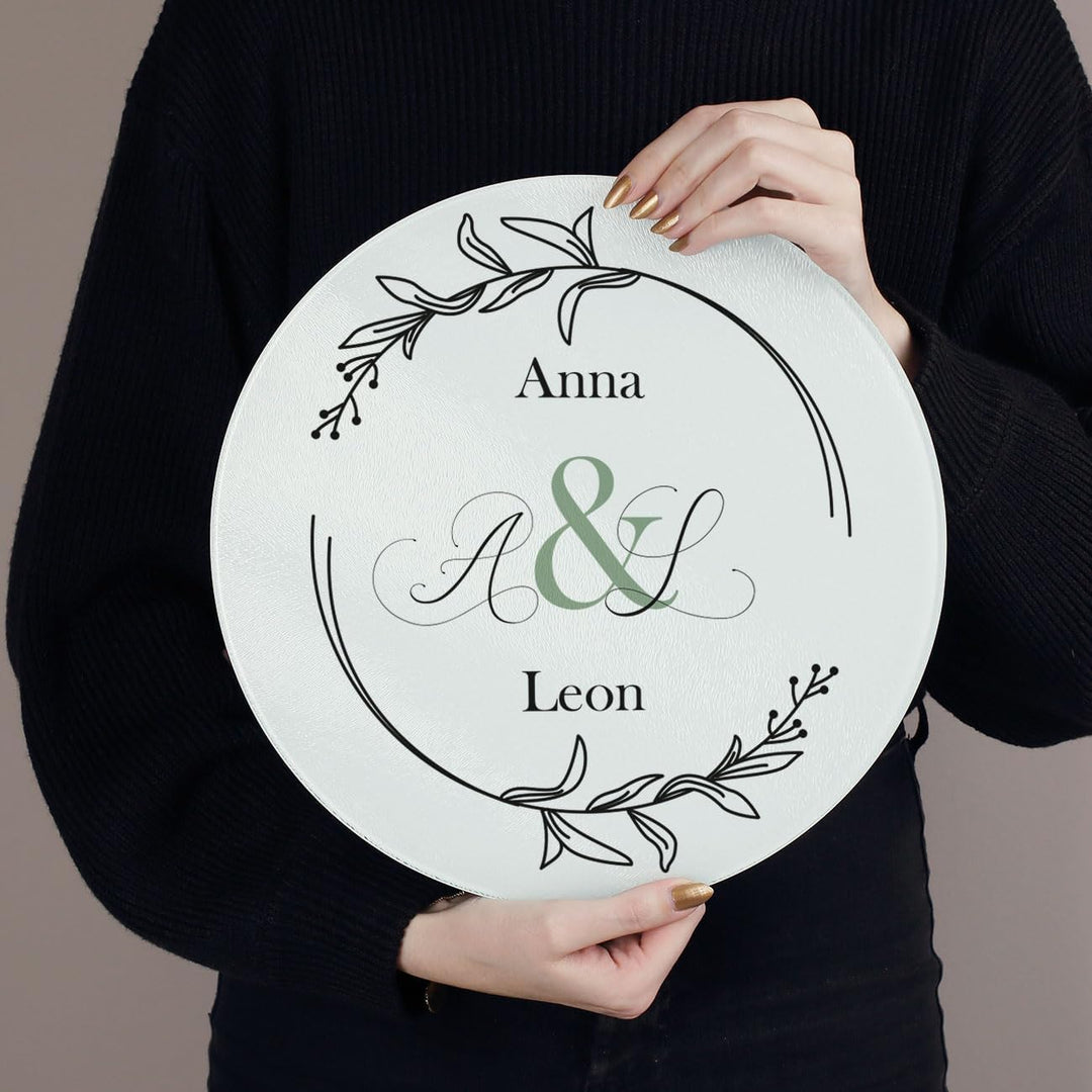 Herz & Heim® WMF Tortenbesteck zur Hochzeit mit passendem Tortenteller, personalisiert, Motivauswahl