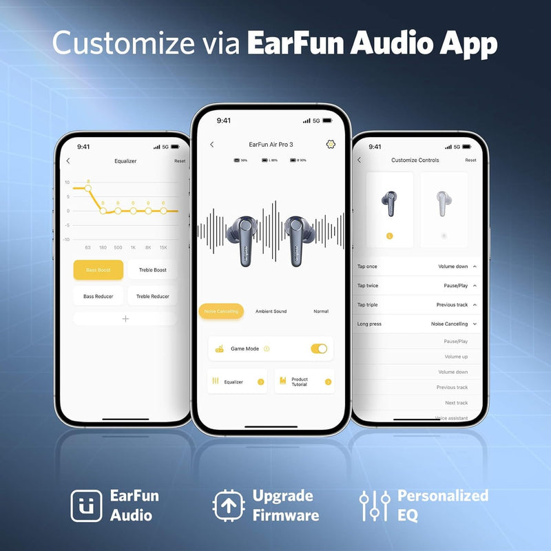 EarFun Bluetooth Kopfhörer In Ear, Air Pro 3 Kopfhörer Kabellos mit 43dB Hybrid Aktive Noise Cancell