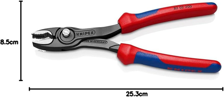 KNIPEX TwinGrip, Frontgreifzange mit 2K-Griffen, atramentiert, 200 mm (SB-Karte/Blister), 82 02 200