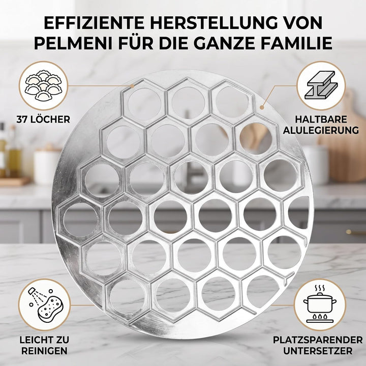Pelmeni Form, 37 Löcher Russian Dumpling Maker aus Aluminiumlegierung, Silber, Ravioli Maker für DIY