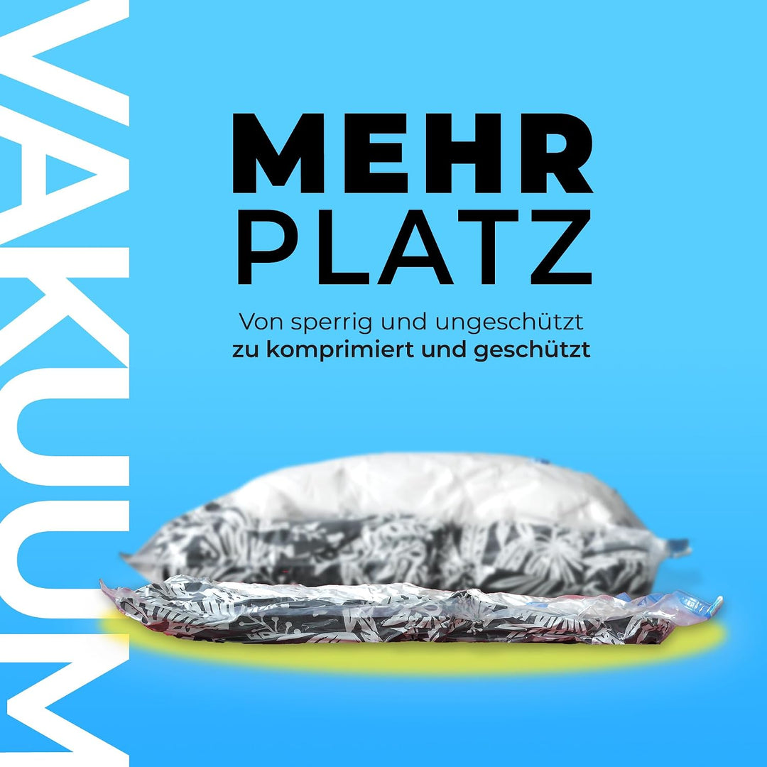 figg 6er Set Vakuumbeutel für Kleidung mit luftdichtem Ventil und Etiketten zum Beschriften (Grösse