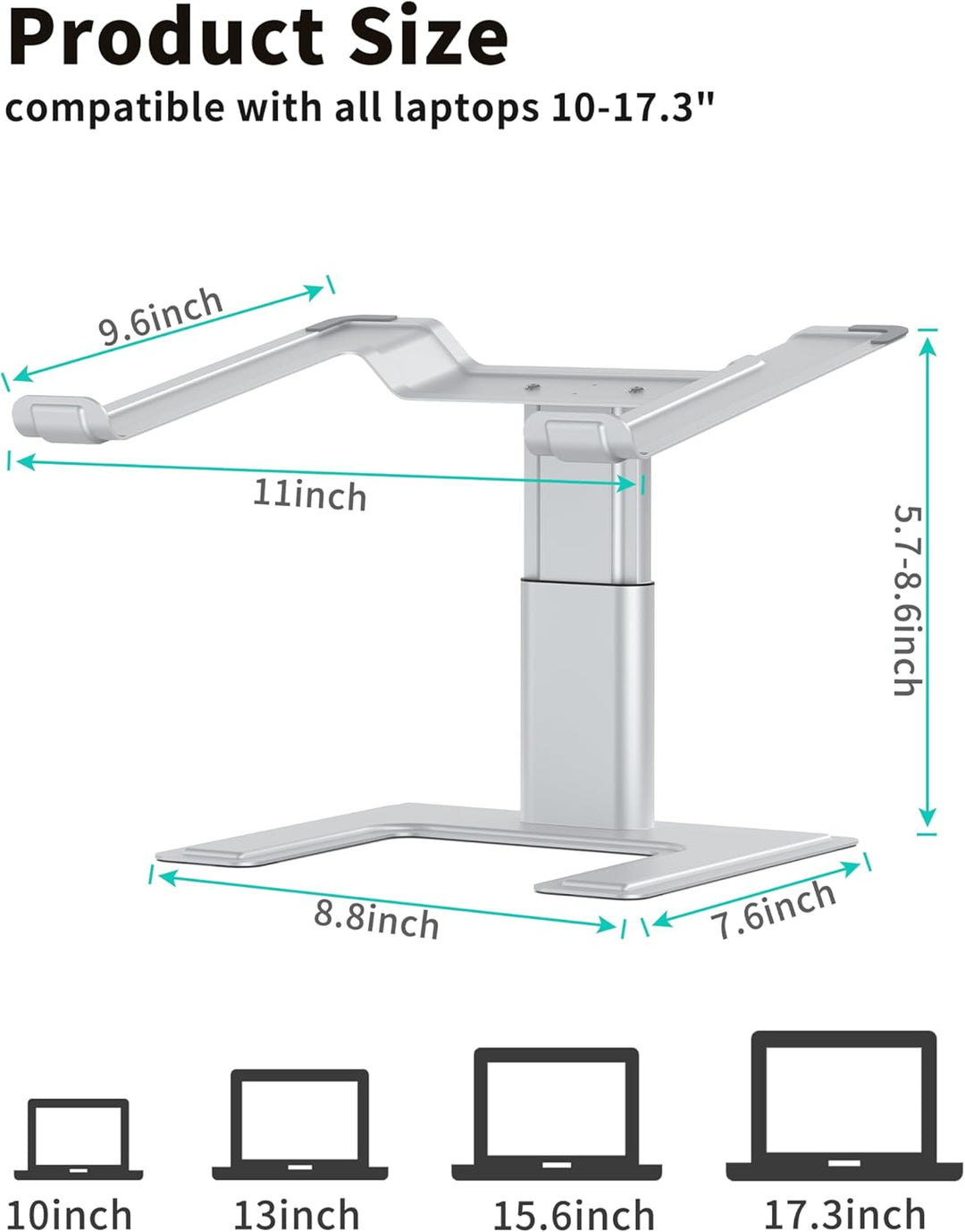 ALASHI Laptop-Ständer für Schreibtisch, Computer-Ständer, höhenverstellbar, ergonomischer Notebook-L