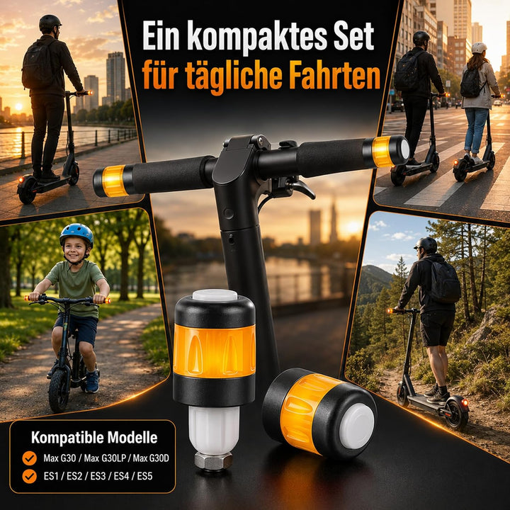 LED Blinker E Scooter Nachrüsten Set, Wiederaufladbare Fahrrad Blinker für E Scooter, Wasserdichtes