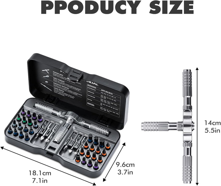 Ratschen Schraubendreher Set, 40 in 1 Magnetisch Schraubendreher Set, S2-Stahlbits, DIY-Kombinations
