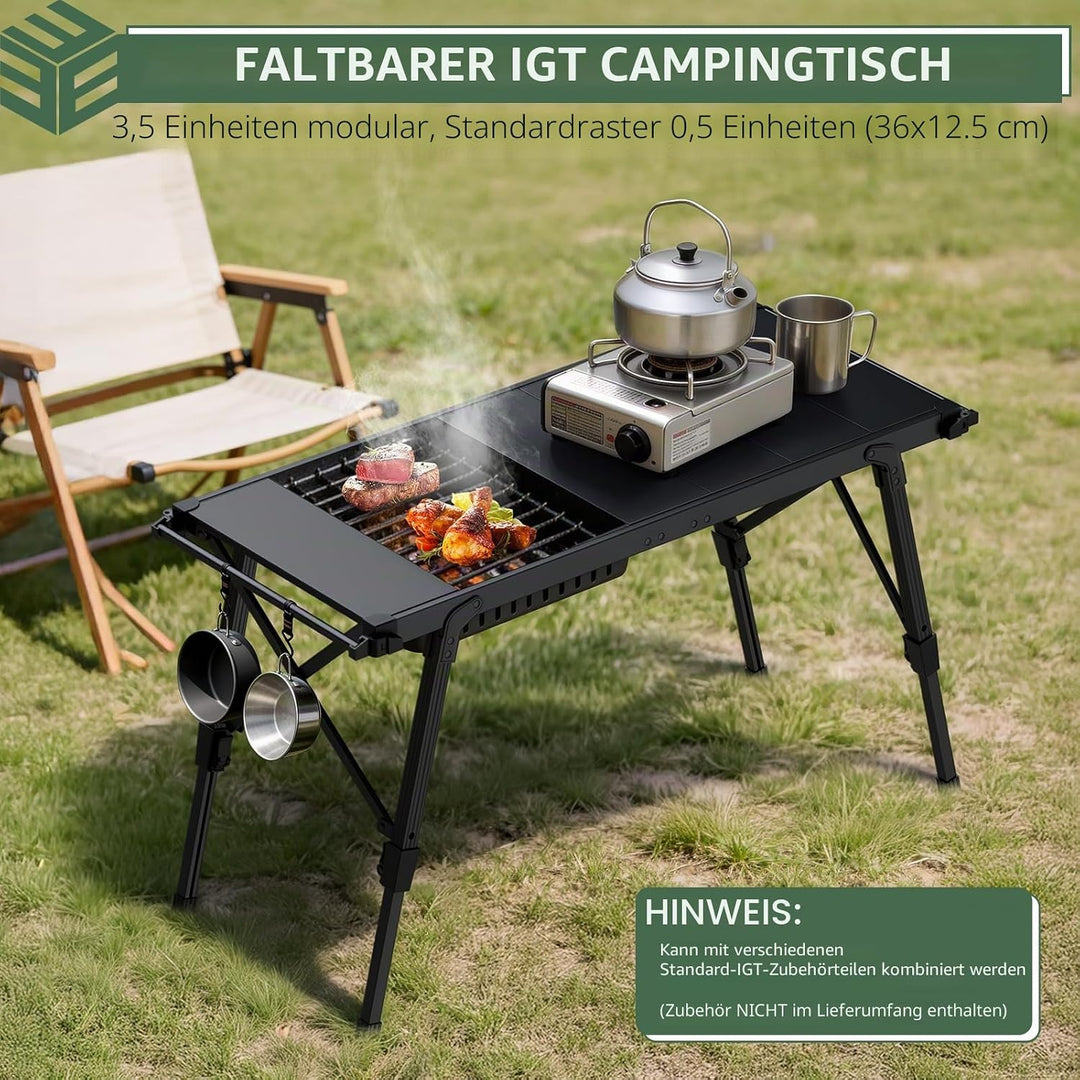 EYPINS Campingtisch Klapptisch 88x38cm, Tragbarer Grilltisch & Esstisch 38-55cm Höhenverstellbar Alu