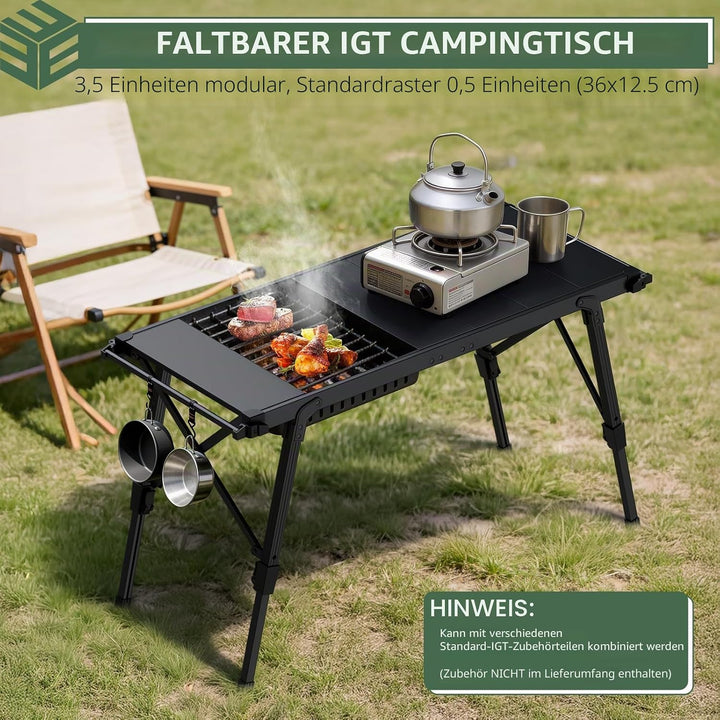EYPINS Campingtisch Klapptisch 88x38cm, Tragbarer Grilltisch & Esstisch 38-55cm Höhenverstellbar Alu