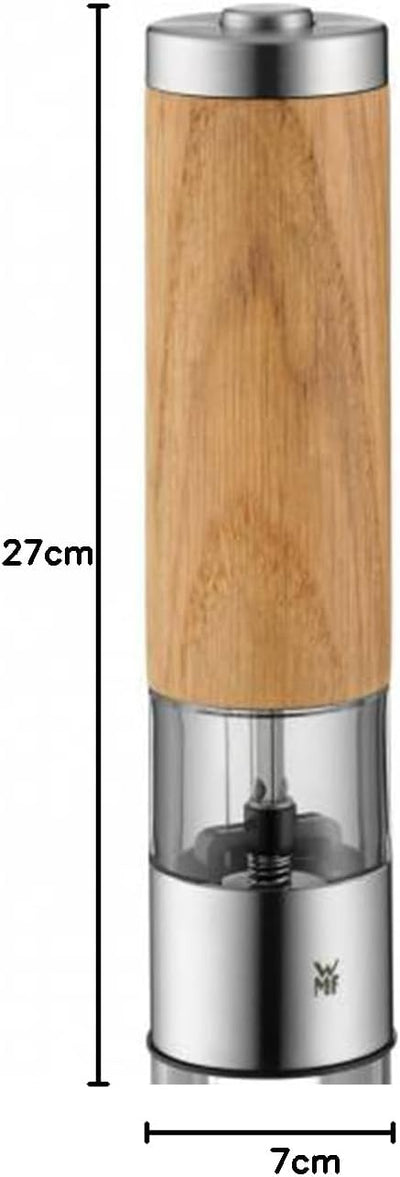 WMF Ceramill Elektrische Mühle 21,5 cm, Salz und Pfeffermühle unbefüllt, Eichenholz Cromargan Edelst