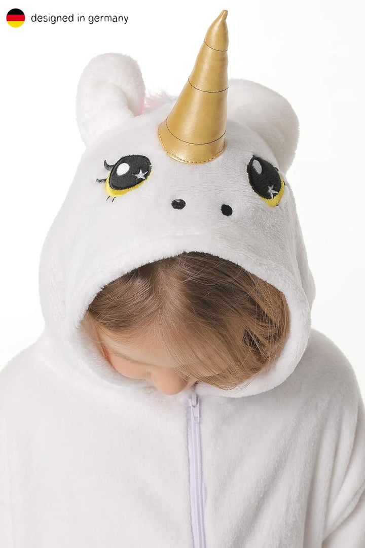 corimori - Mia das Einhorn Kinder Jungen Mädchen Onesie Jumpsuit Anzug Kostüm Verkleidung (Gr. 110-1